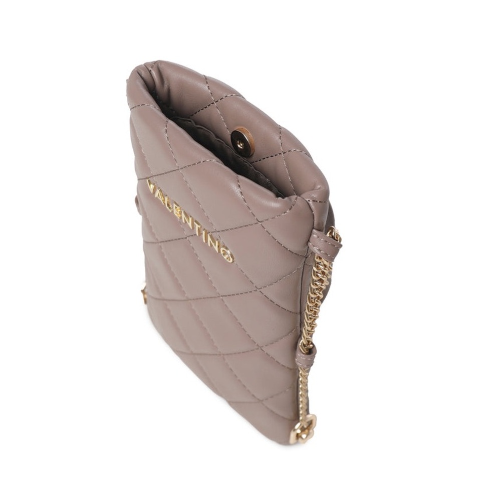 Valentino Taupe Crossbody Quilted Phone Bag with Gold Chain Strap - Like New - Picture 4 of 7